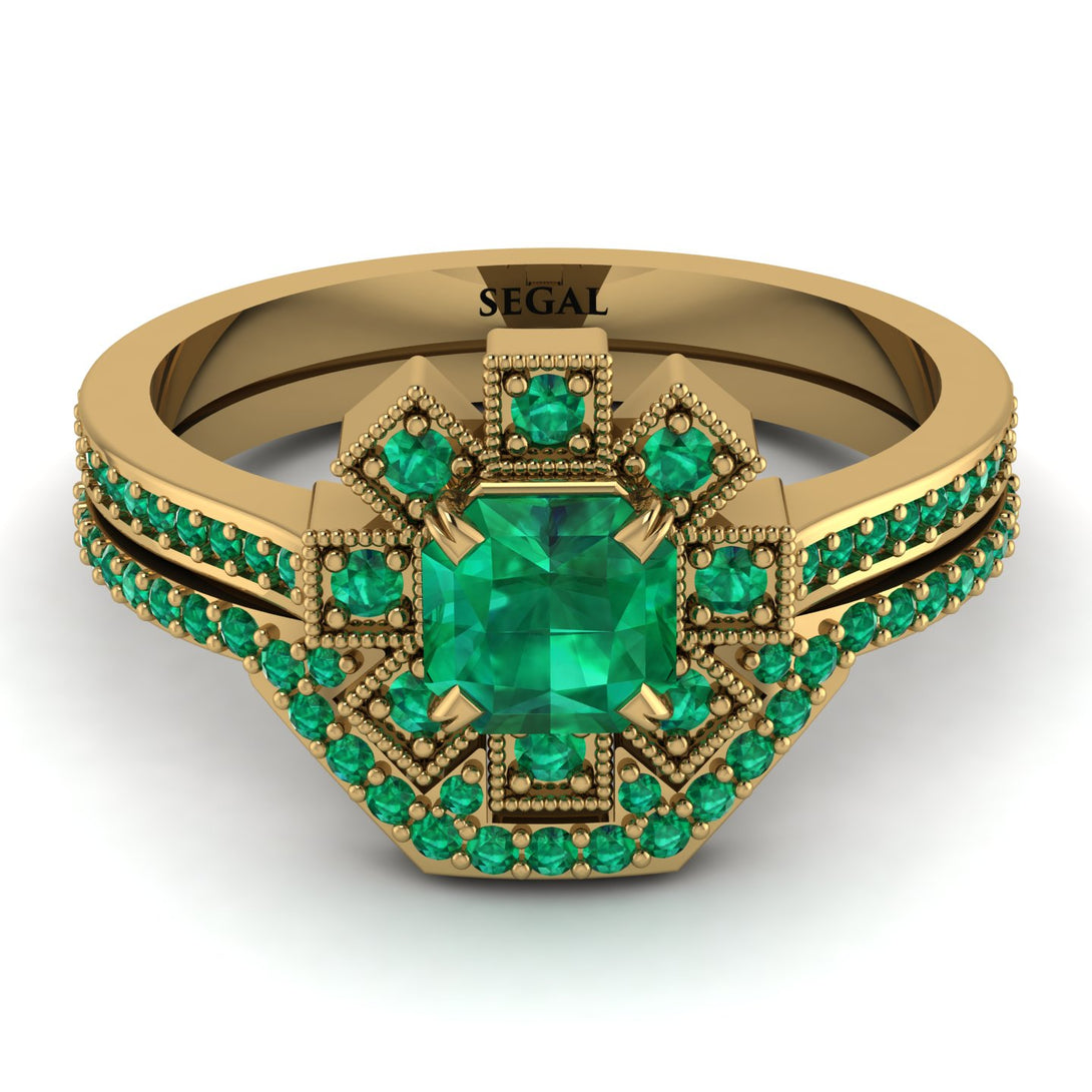 Geometrical Radiant Emerald Bridal Set - Jennifer No. 19