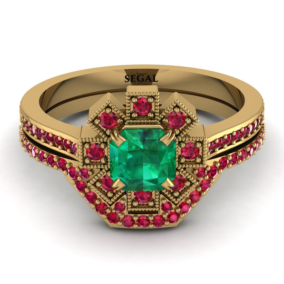 Geometrical Radiant Emerald Bridal Set - Jennifer No. 49