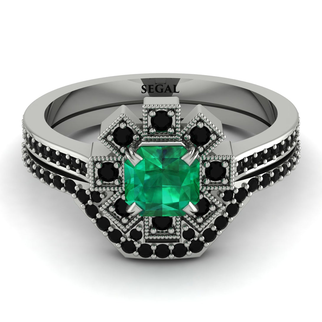 Geometrical Radiant Emerald Bridal Set - Jennifer No. 36
