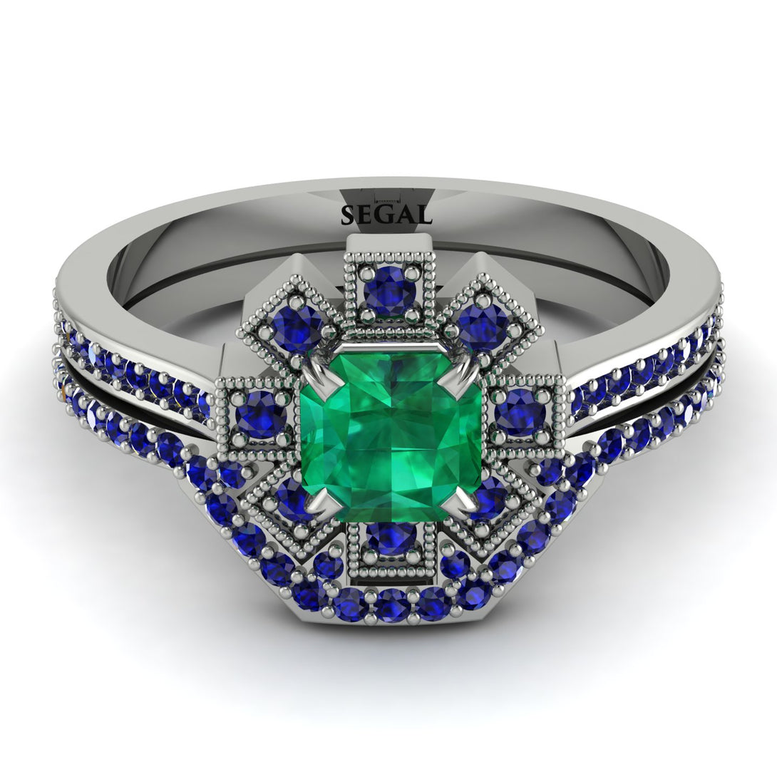 Geometrical Radiant Emerald Bridal Set - Jennifer No. 66