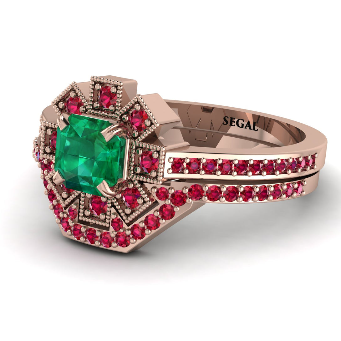 Geometrical Radiant Emerald Bridal Set - Jennifer No. 50