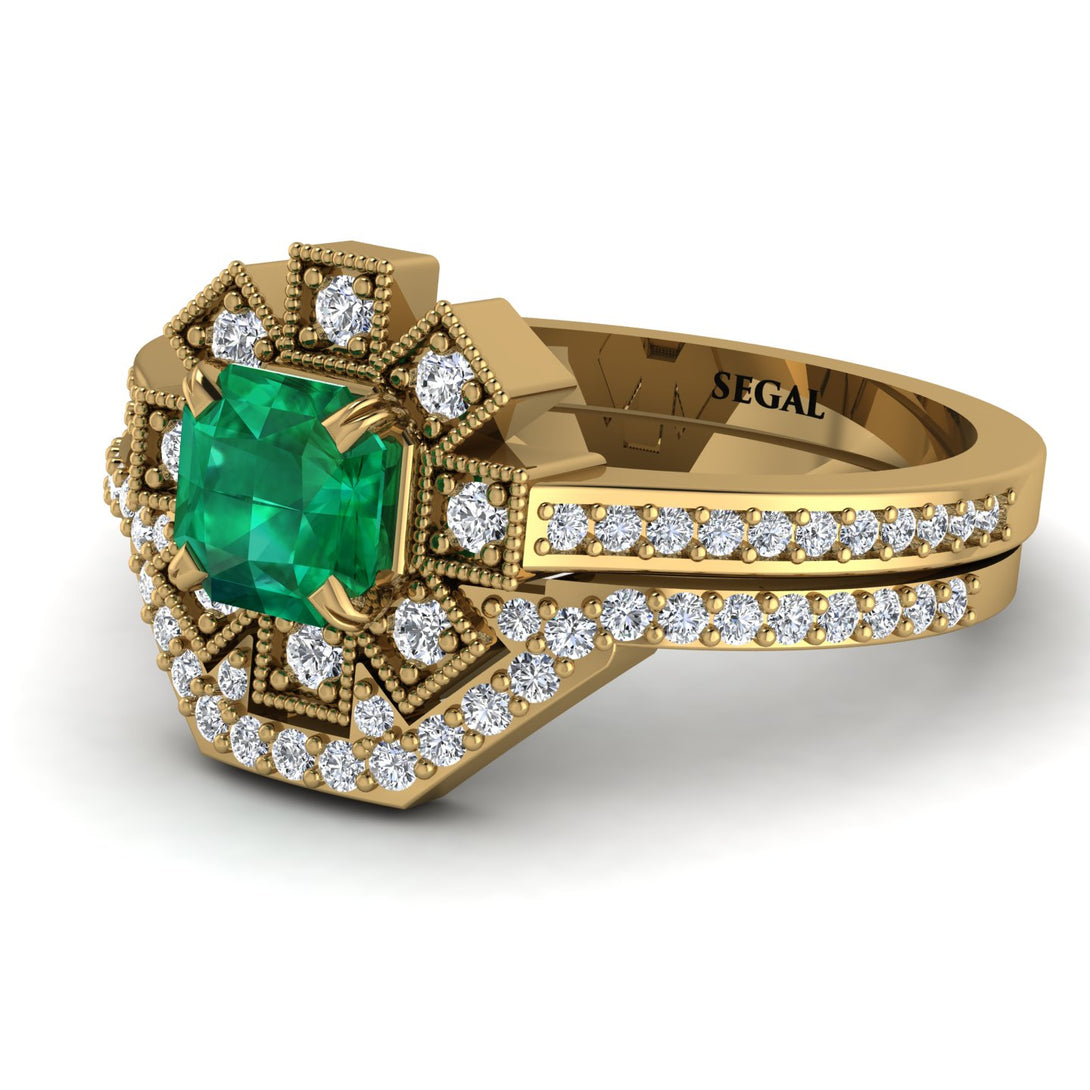 Geometrical Radiant Emerald Bridal Set - Jennifer No. 4