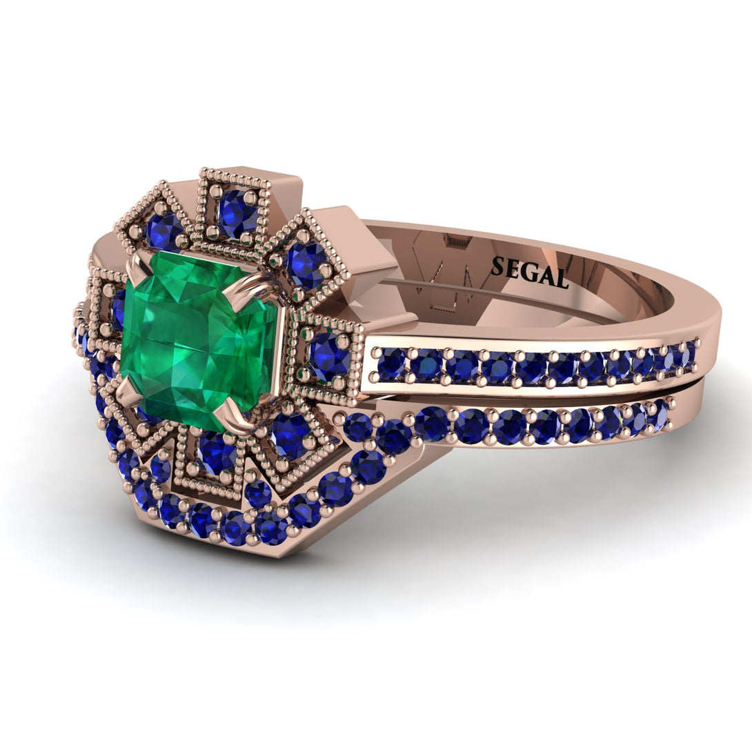 Geometrical Radiant Emerald Bridal Set - Jennifer No. 65