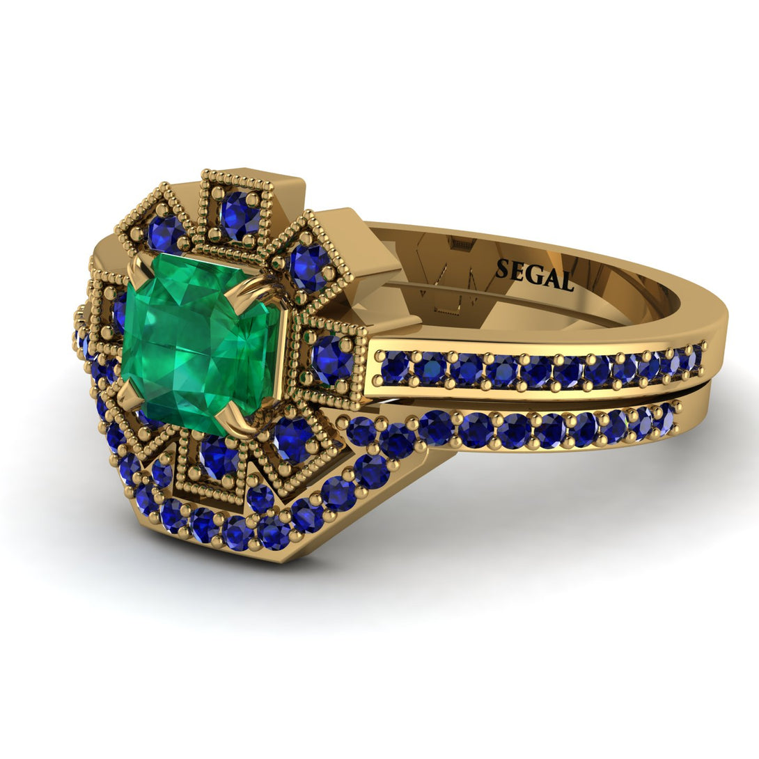 Geometrical Radiant Emerald Bridal Set - Jennifer No. 64