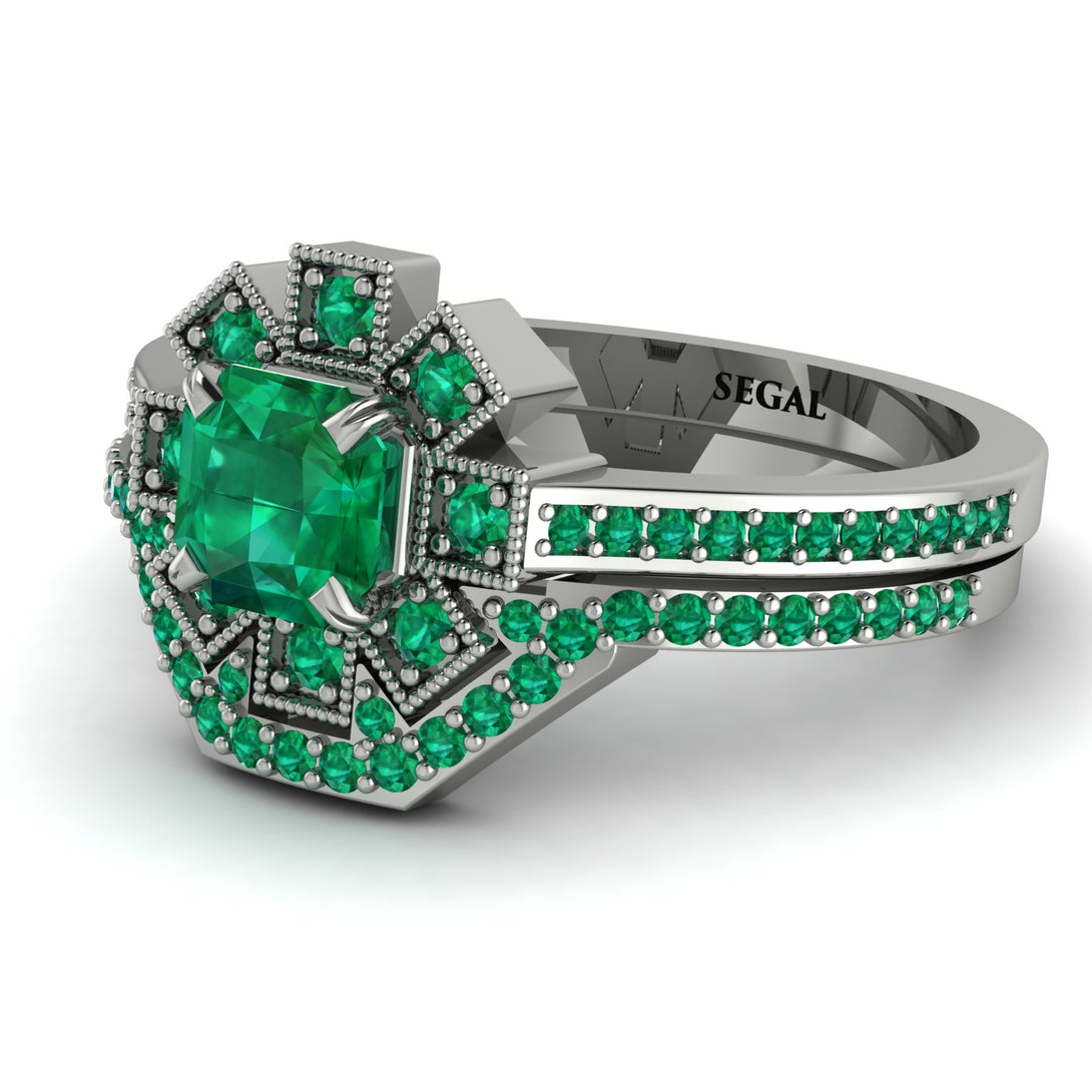 Geometrical Radiant Emerald Bridal Set - Jennifer No. 21