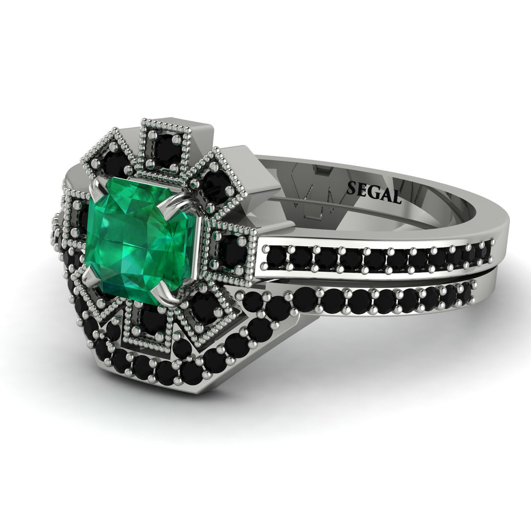 Geometrical Radiant Emerald Bridal Set - Jennifer No. 36