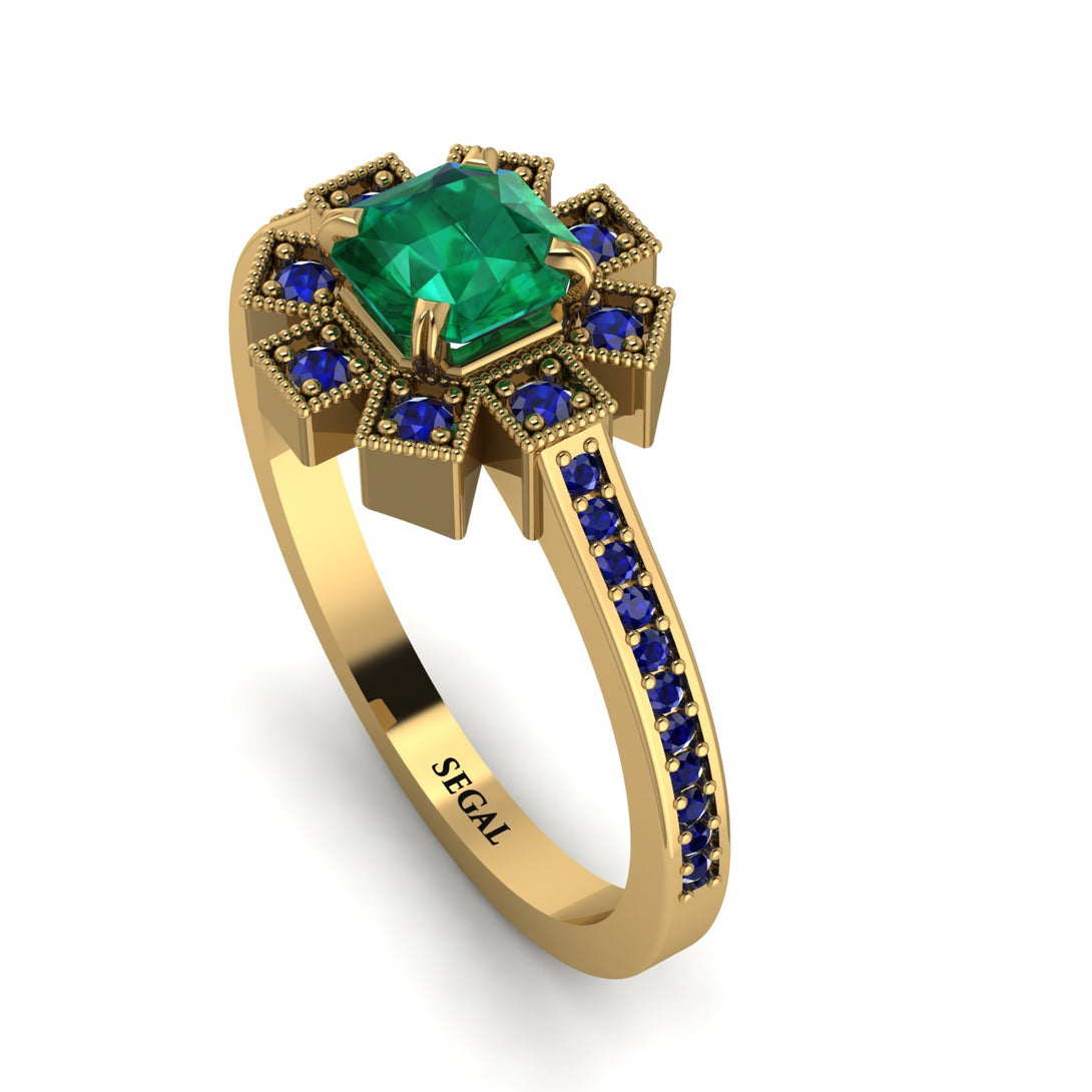 Geometrical Radiant Emerald Engagement Ring - Jennifer No. 64