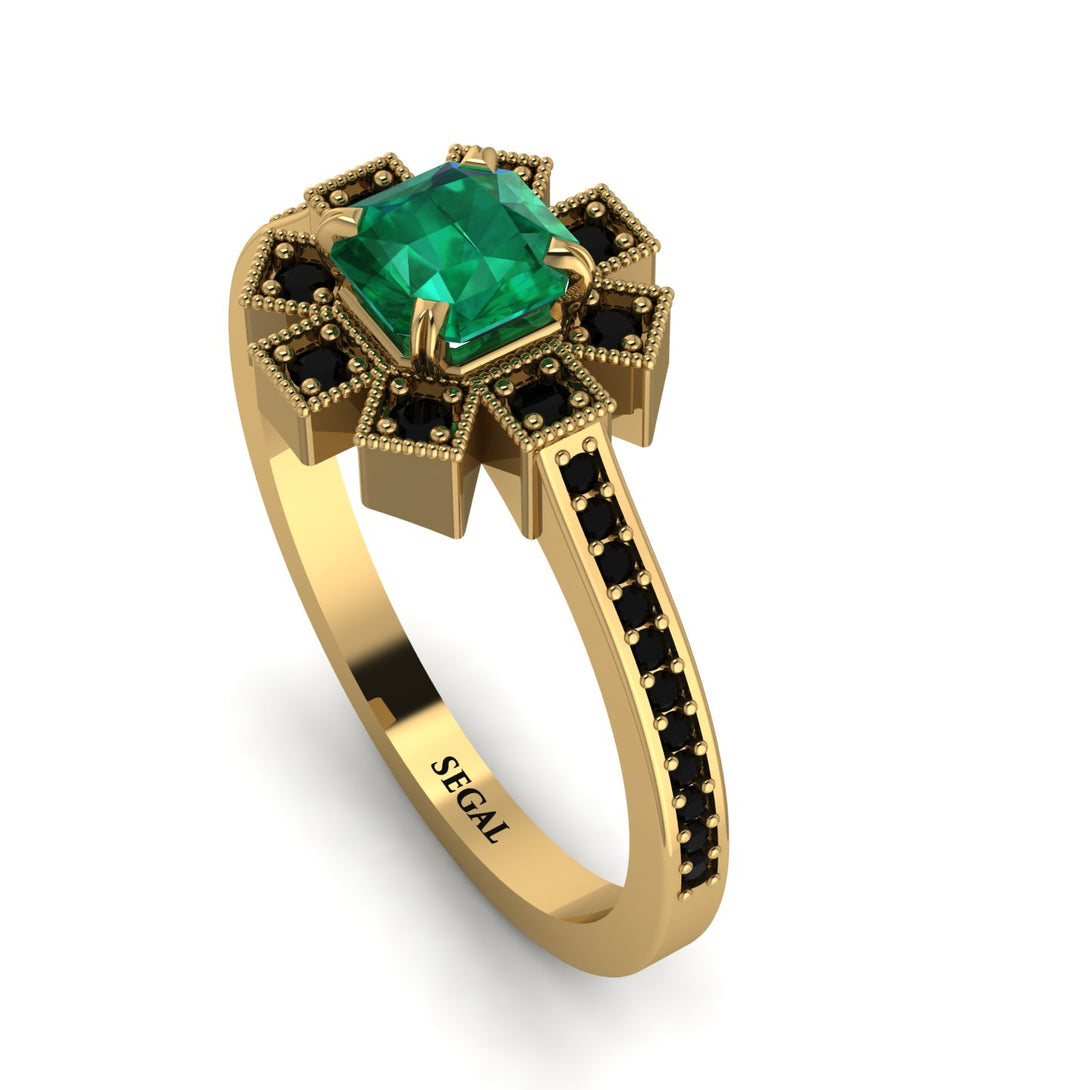 Geometrical Radiant Emerald Engagement Ring - Jennifer No. 34