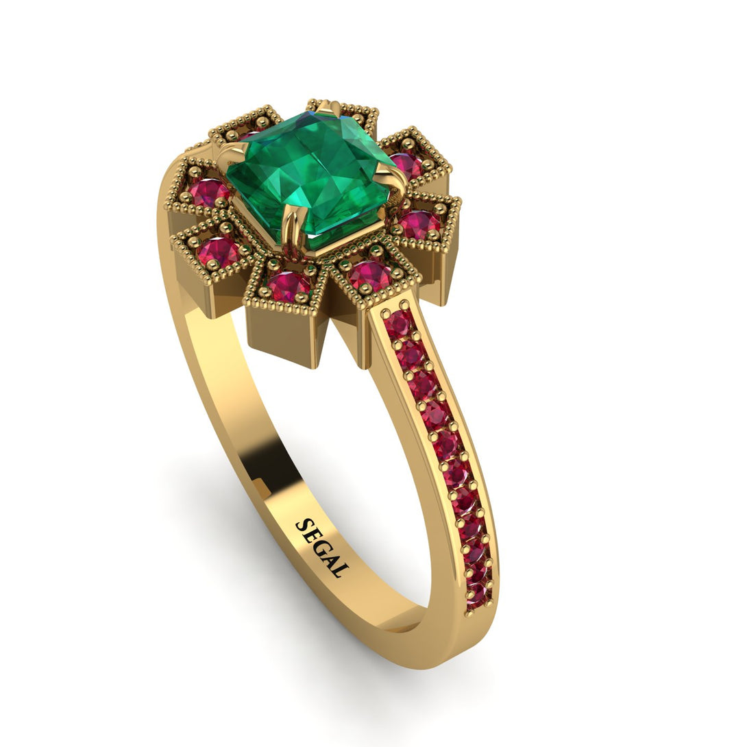 Geometrical Radiant Emerald Engagement Ring - Jennifer No. 49