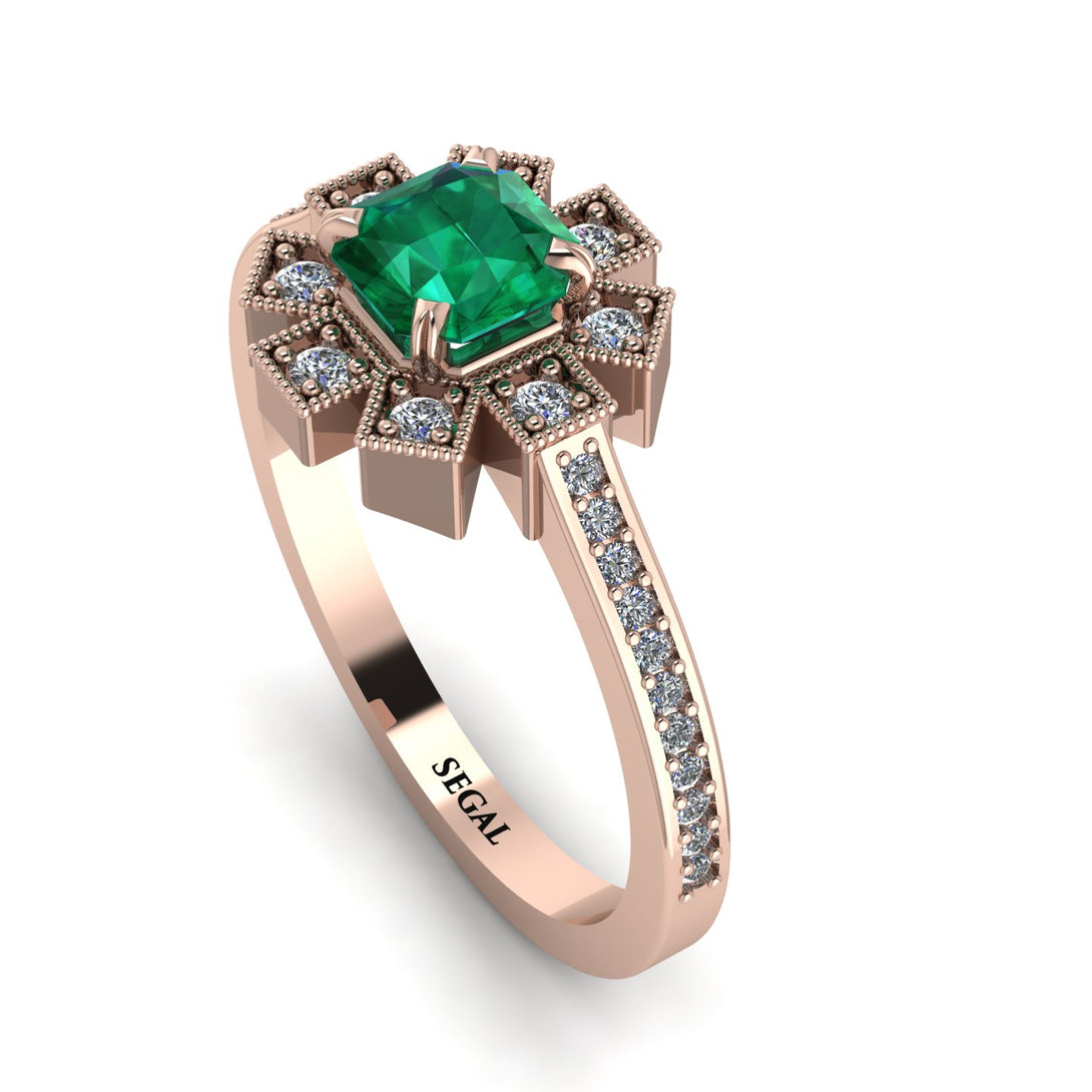 Geometrical Radiant Emerald Engagement Ring - Jennifer No. 5
