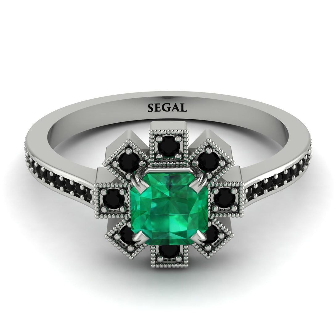 Geometrical Radiant Emerald Engagement Ring - Jennifer No. 36