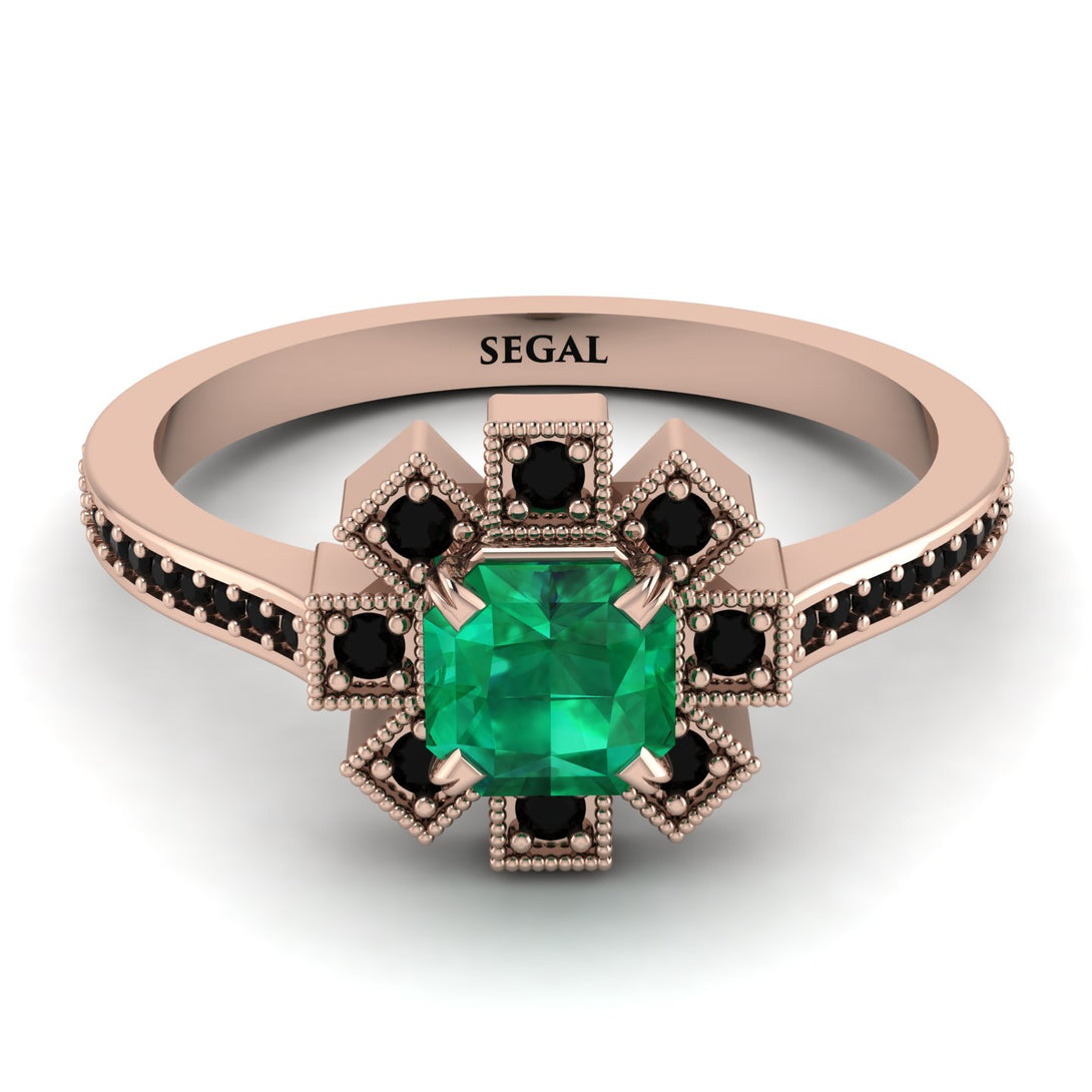 Geometrical Radiant Emerald Engagement Ring - Jennifer No. 35
