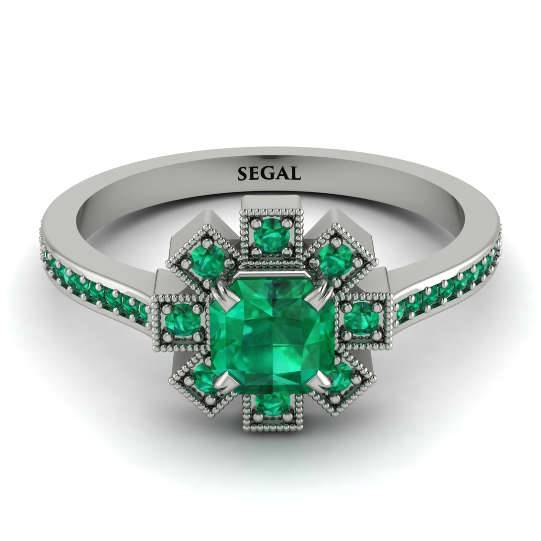 Geometrical Radiant Emerald Engagement Ring - Jennifer No. 21
