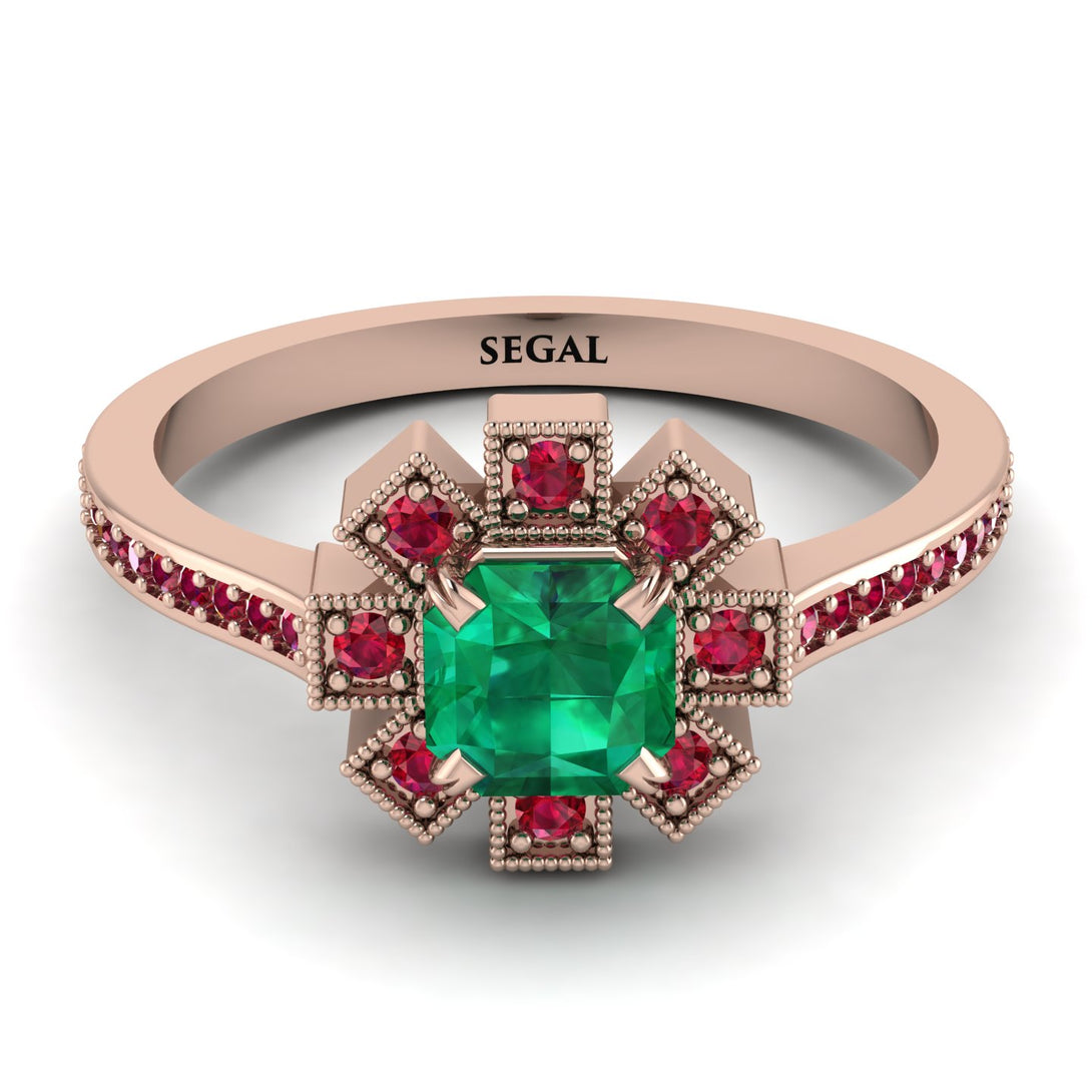 Geometrical Radiant Emerald Engagement Ring - Jennifer No. 50
