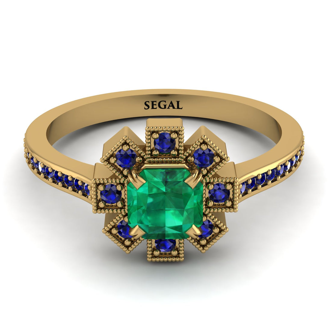 Geometrical Radiant Emerald Engagement Ring - Jennifer No. 64