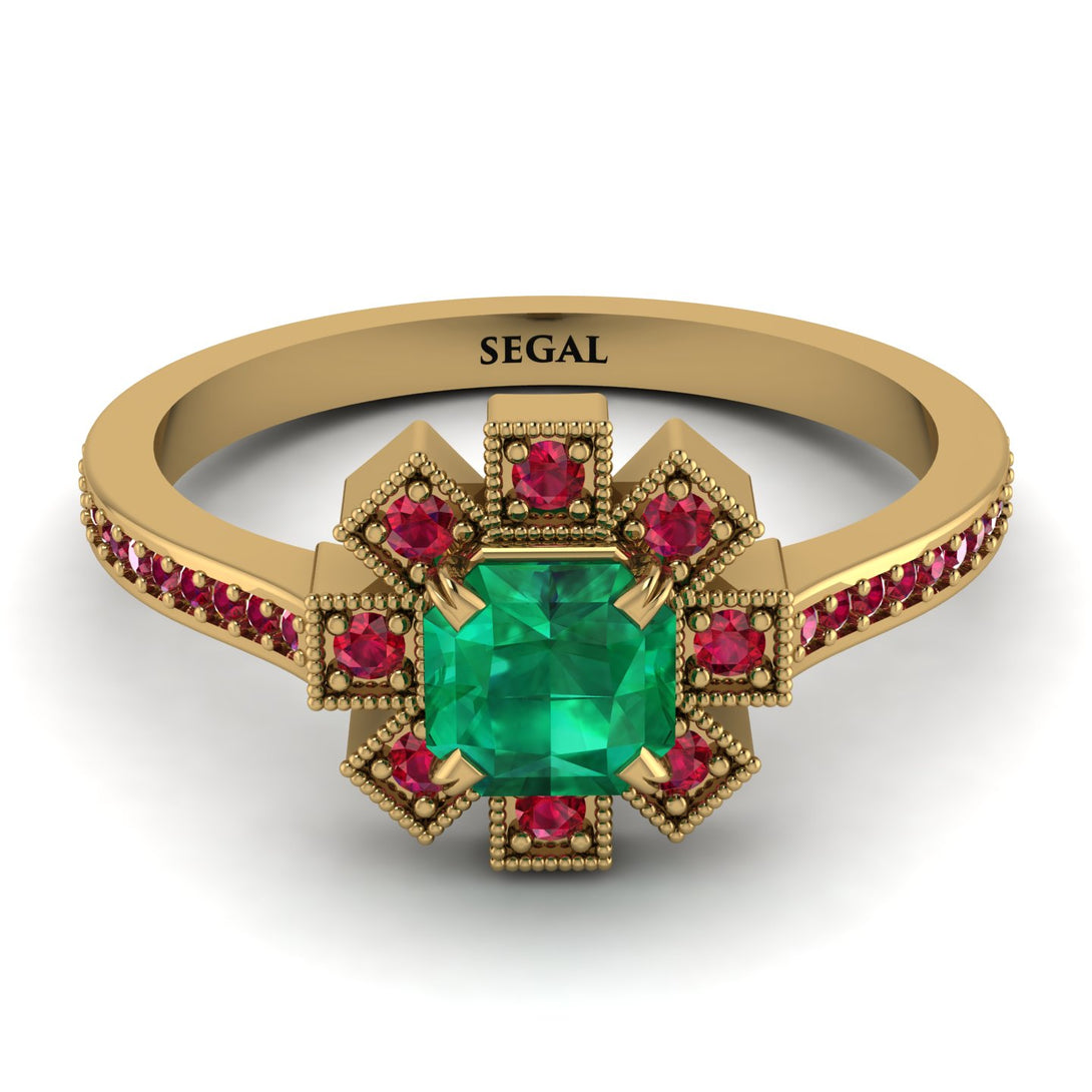Geometrical Radiant Emerald Engagement Ring - Jennifer No. 49