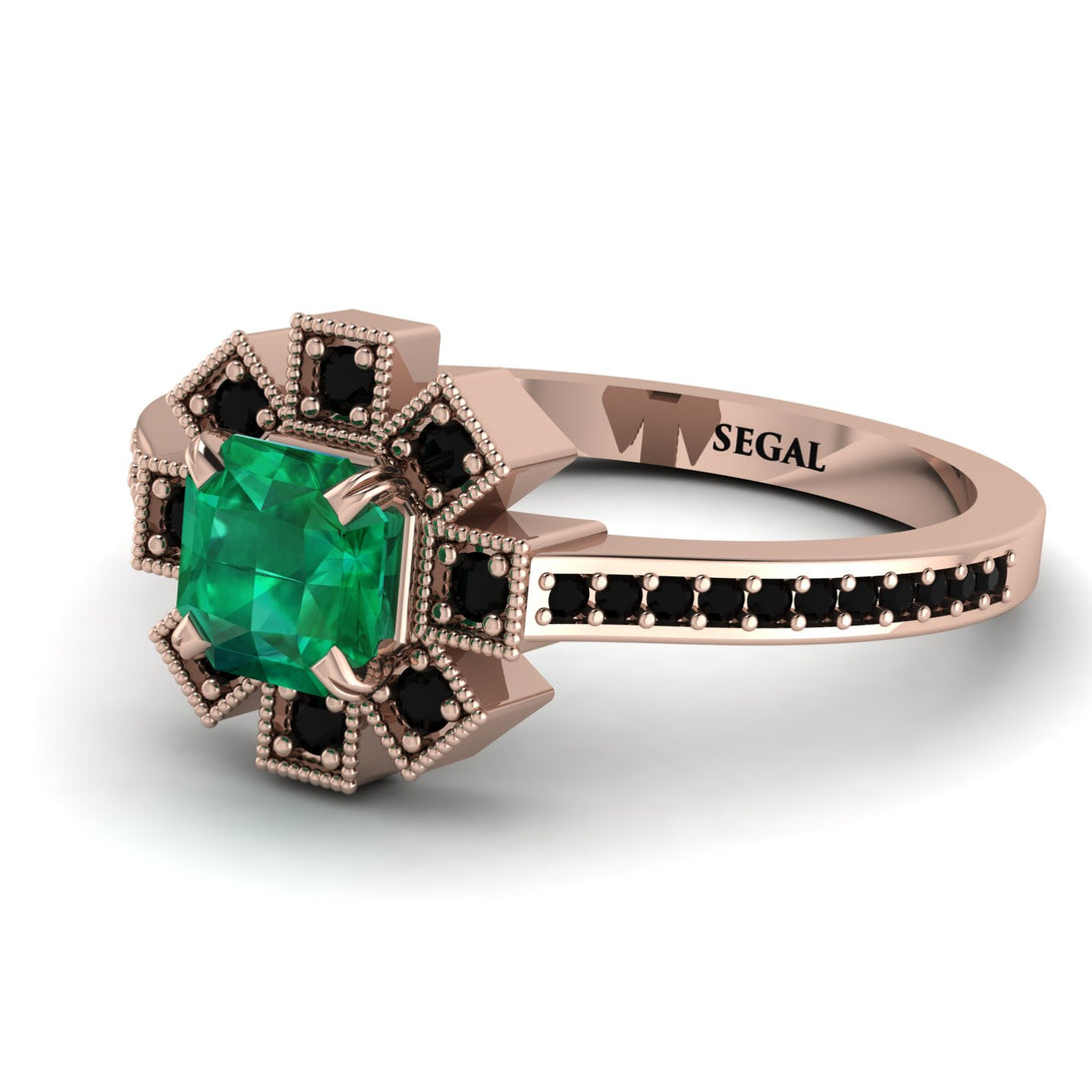 Geometrical Radiant Emerald Engagement Ring - Jennifer No. 35