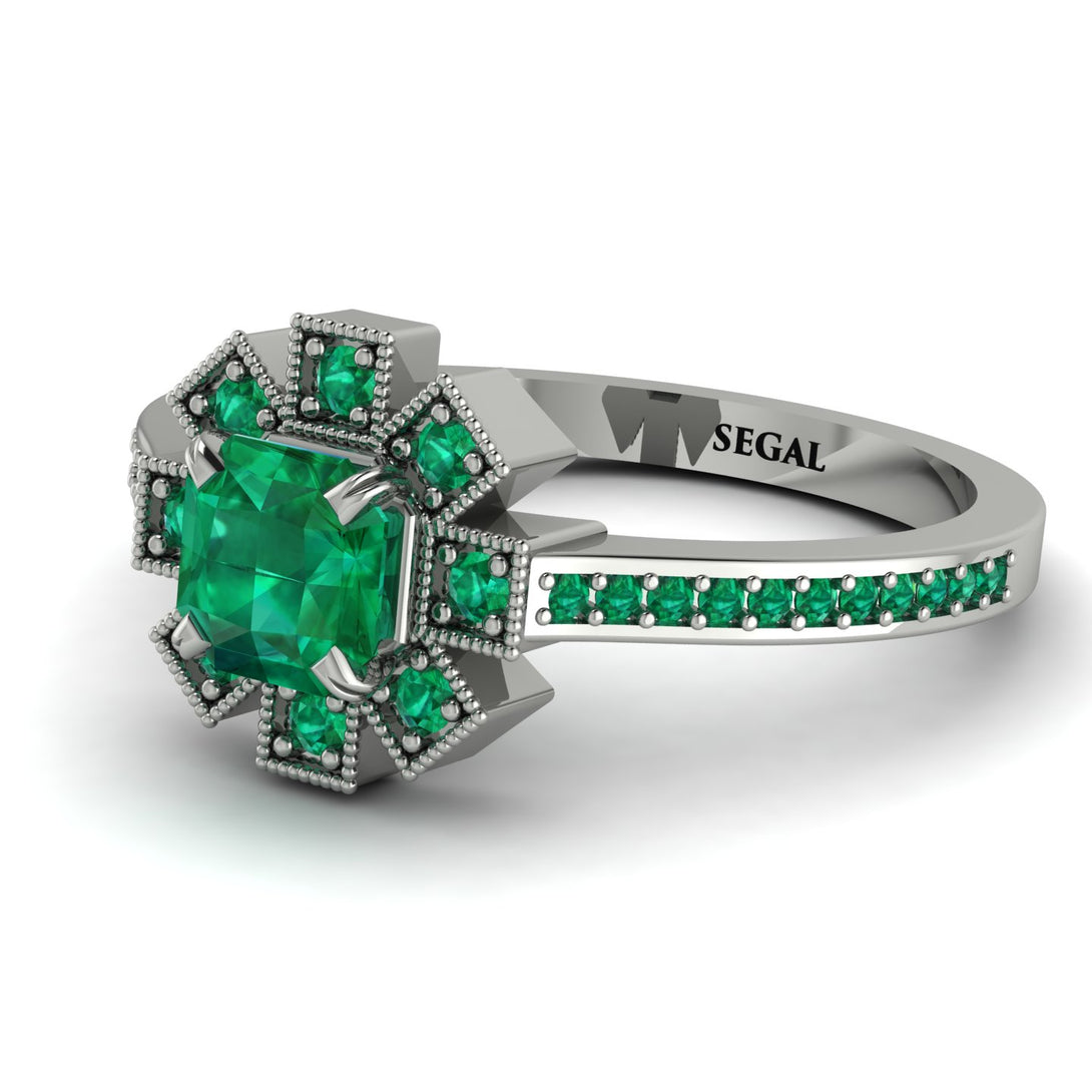 Geometrical Radiant Emerald Engagement Ring - Jennifer No. 21