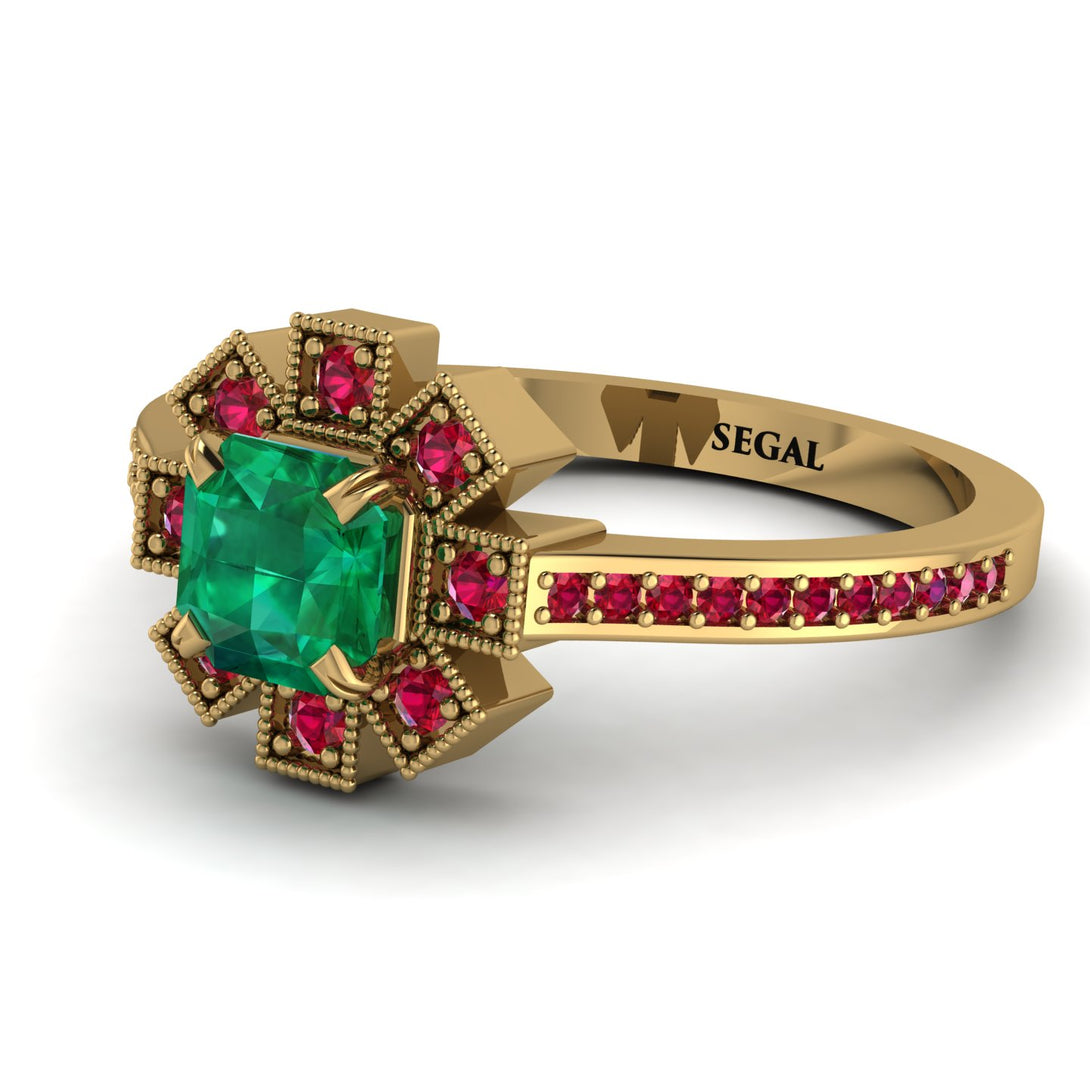 Geometrical Radiant Emerald Engagement Ring - Jennifer No. 49