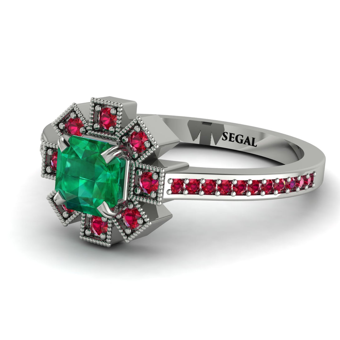 Geometrical Radiant Emerald Engagement Ring - Jennifer No. 51