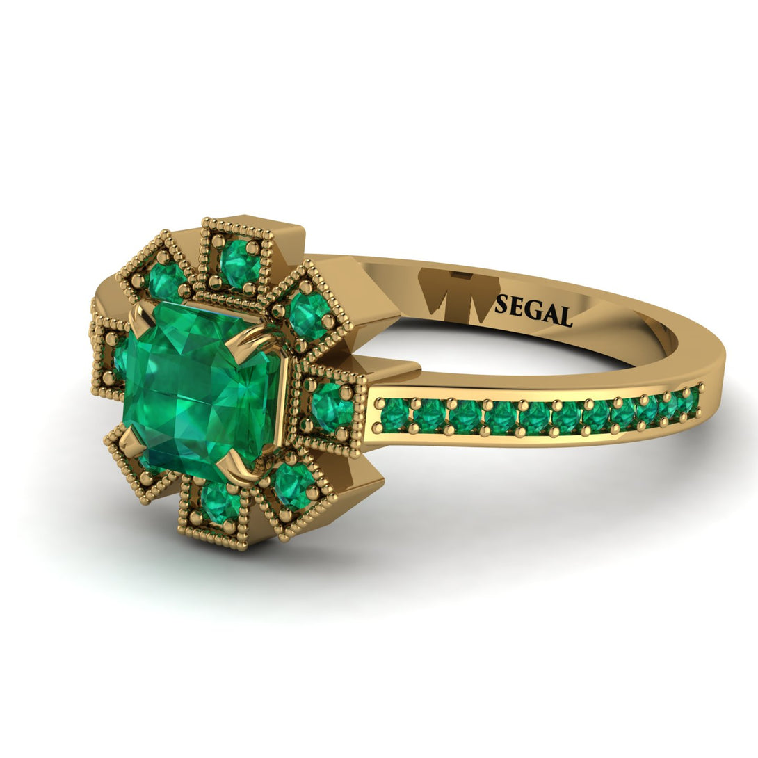 Geometrical Radiant Emerald Engagement Ring - Jennifer No. 19