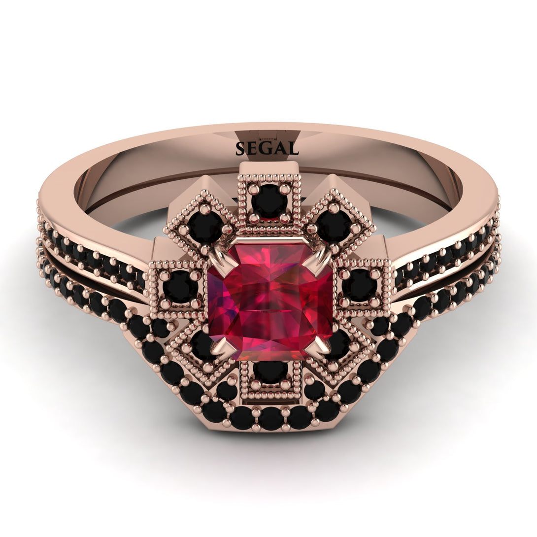 Geometrical Radiant Ruby Bridal Set - Jennifer No. 41