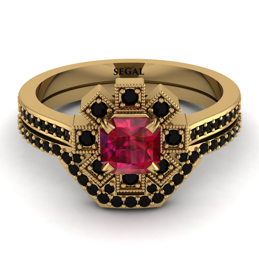 Geometrical Radiant Ruby Bridal Set - Jennifer No. 40