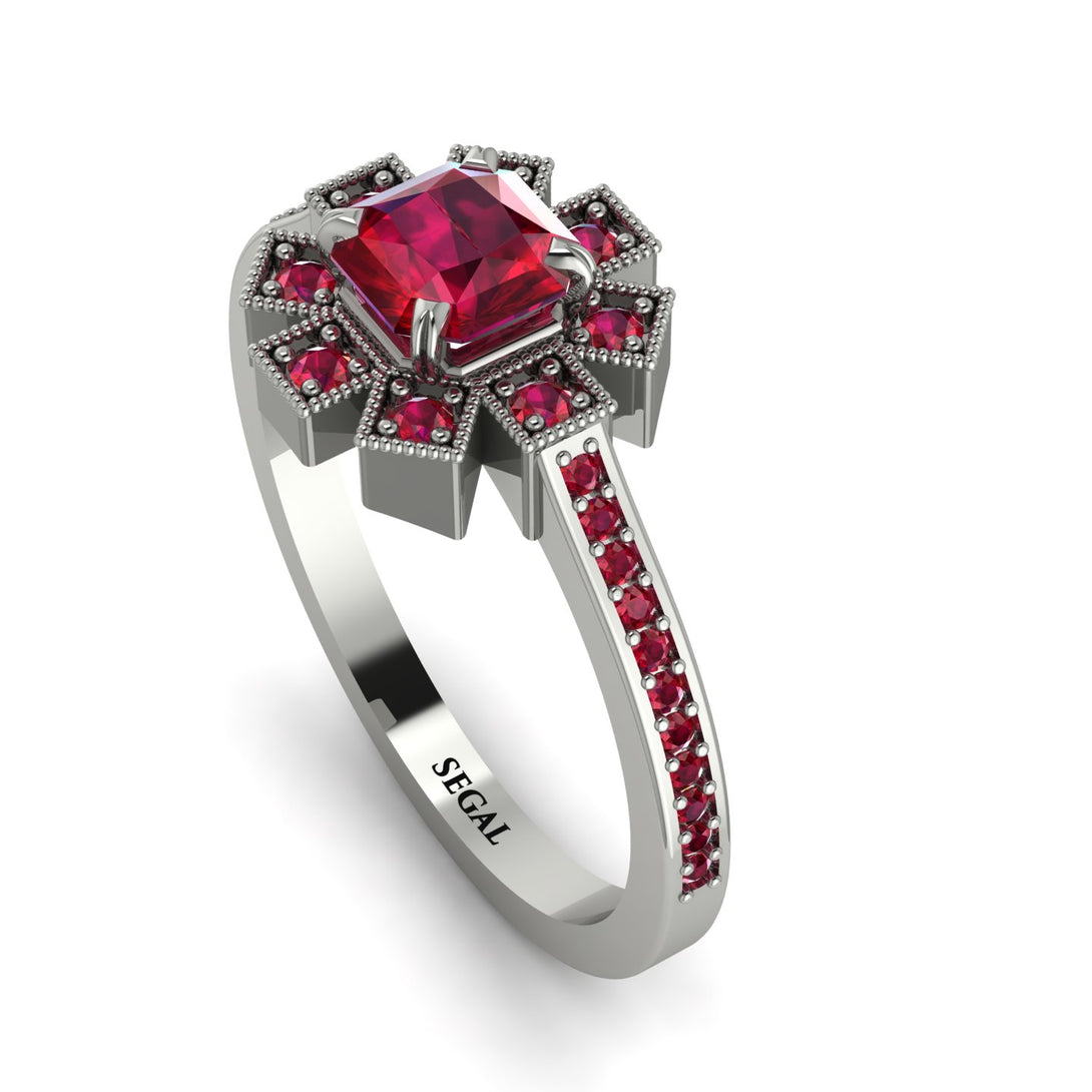 Geometrical Radiant Ruby Engagement Ring - Jennifer No. 57