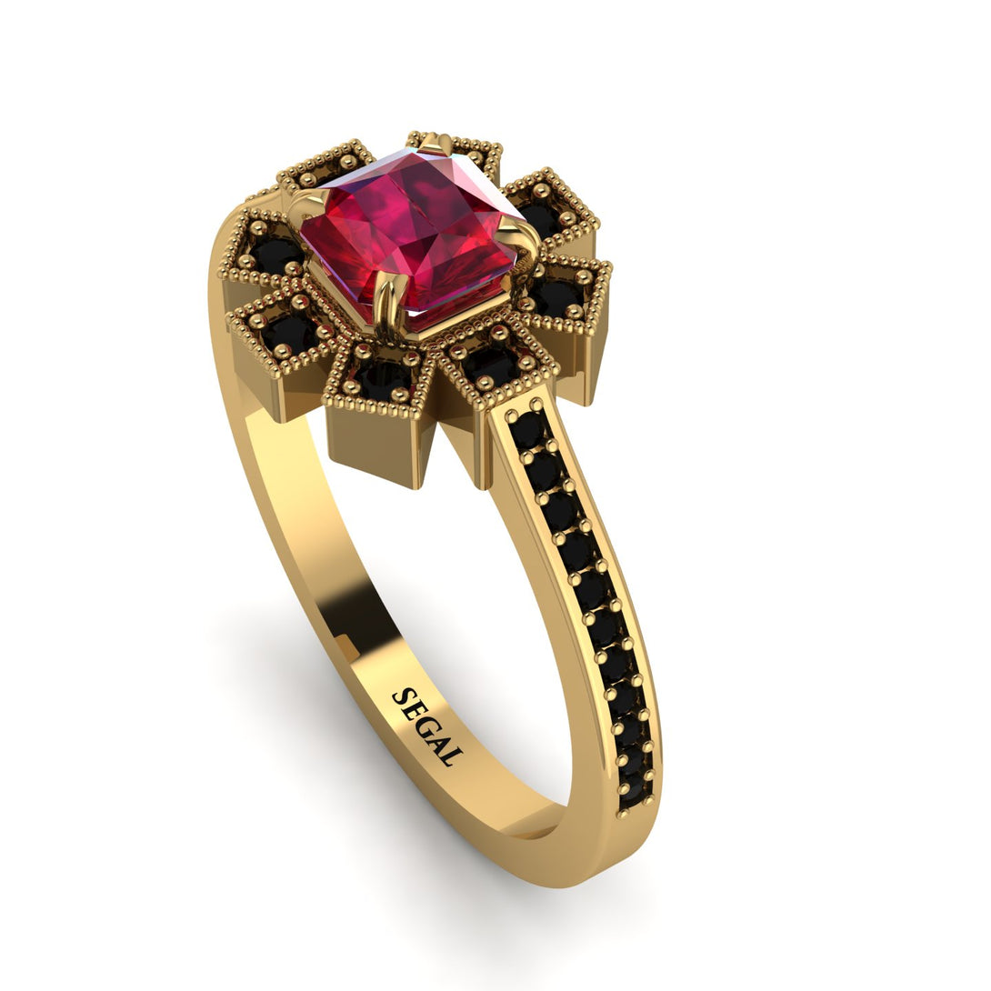Geometrical Radiant Ruby Engagement Ring - Jennifer No. 40