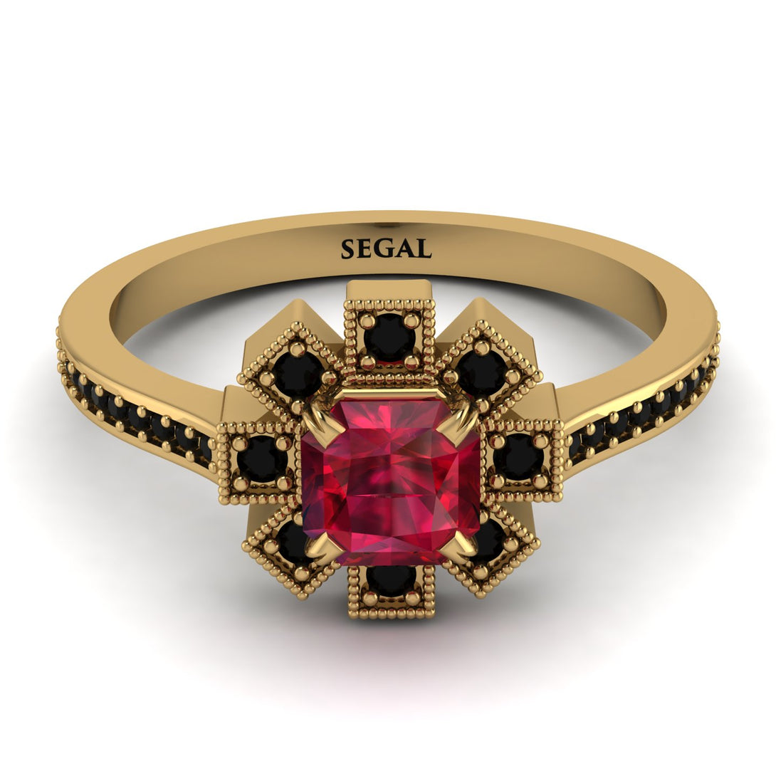 Geometrical Radiant Ruby Engagement Ring - Jennifer No. 40