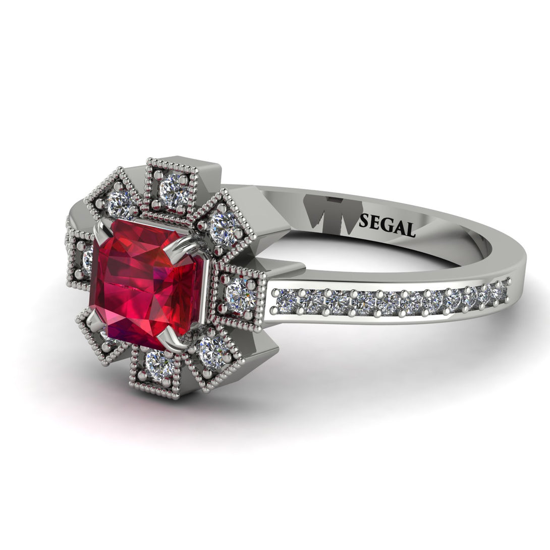 Geometrical Radiant Ruby Engagement Ring - Jennifer No. 12