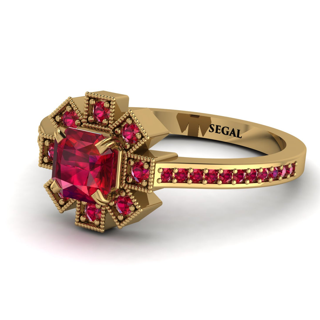 Geometrical Radiant Ruby Engagement Ring - Jennifer No. 55