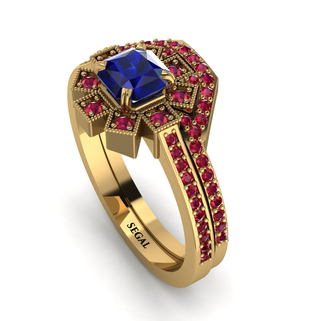 Geometrical Radiant Sapphire Bridal Set - Jennifer No. 58