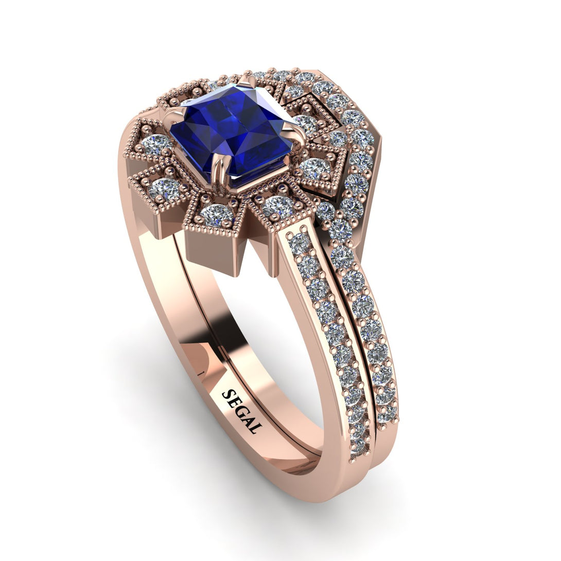 Geometrical Radiant Sapphire Bridal Set - Jennifer No. 14