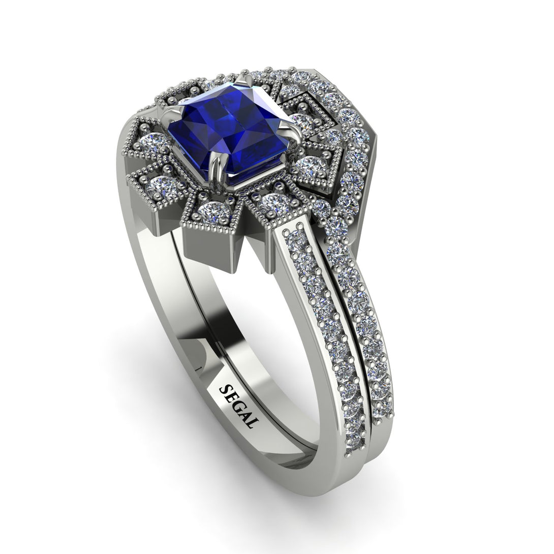 Geometrical Radiant Sapphire Bridal Set - Jennifer No. 15