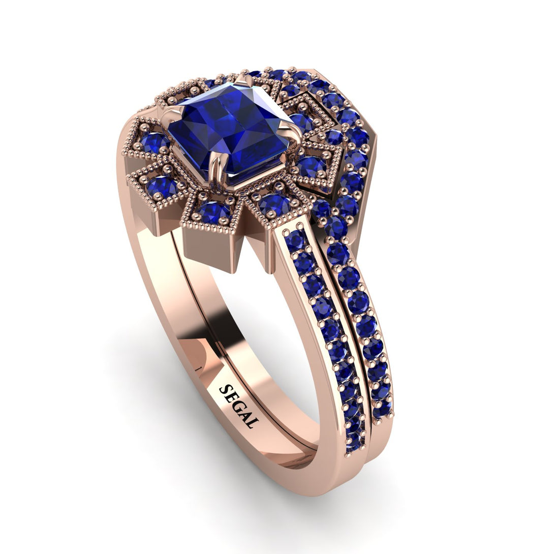 Geometrical Radiant Sapphire Bridal Set - Jennifer No. 74