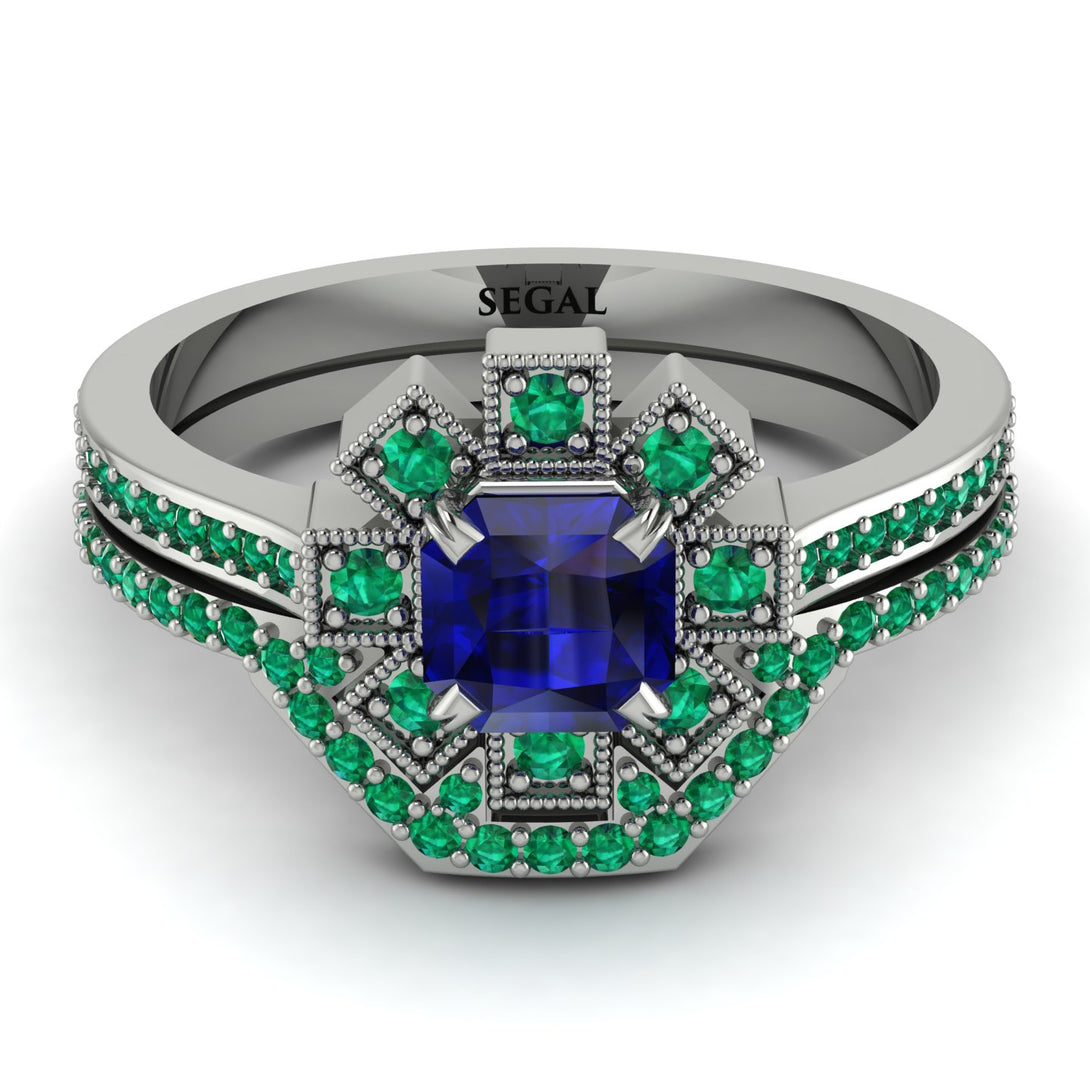 Geometrical Radiant Sapphire Bridal Set - Jennifer No. 30