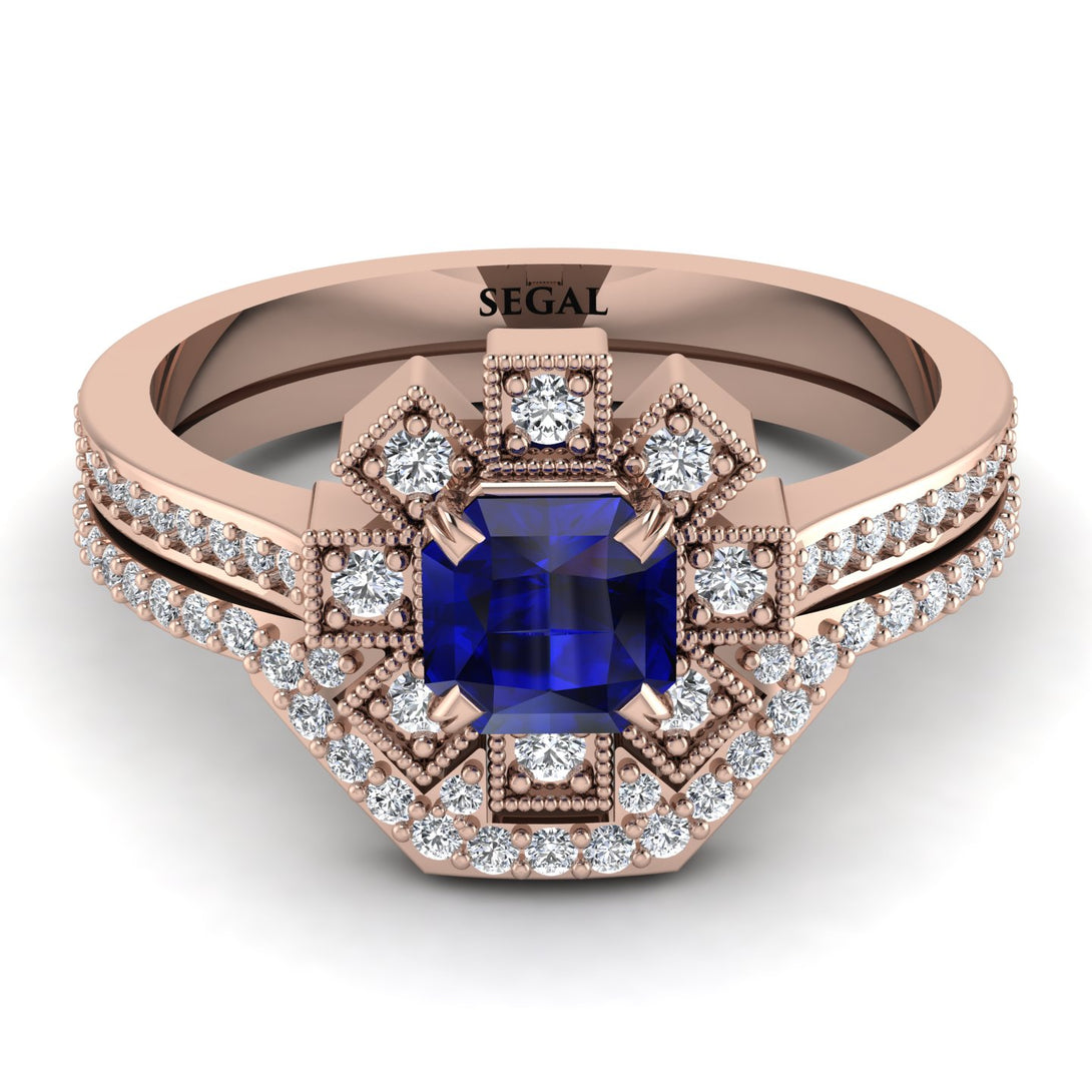 Geometrical Radiant Sapphire Bridal Set - Jennifer No. 14