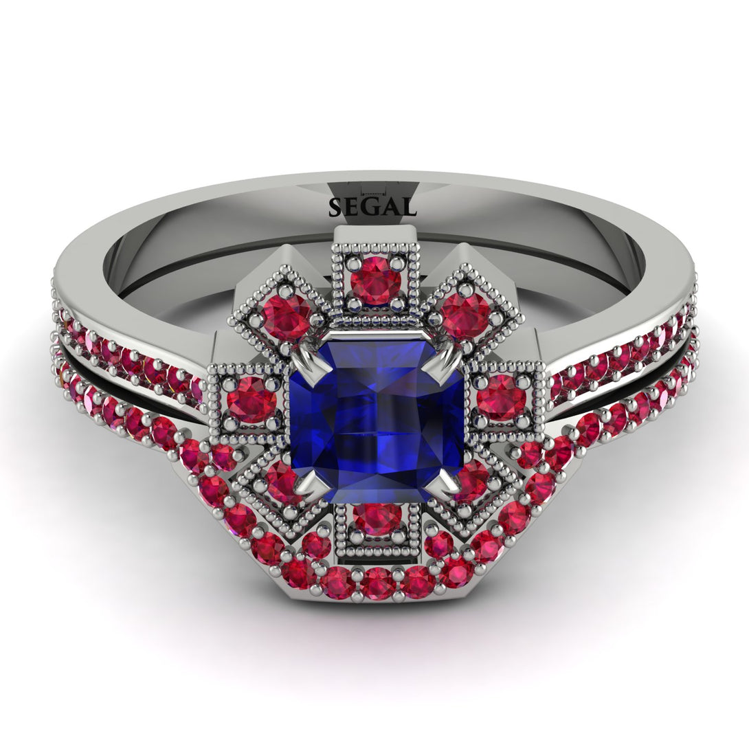Geometrical Radiant Sapphire Bridal Set - Jennifer No. 60