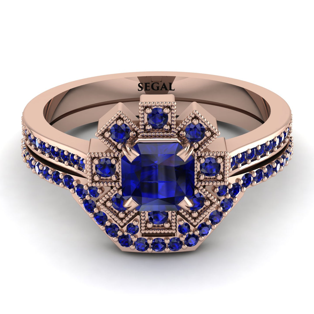 Geometrical Radiant Sapphire Bridal Set - Jennifer No. 74