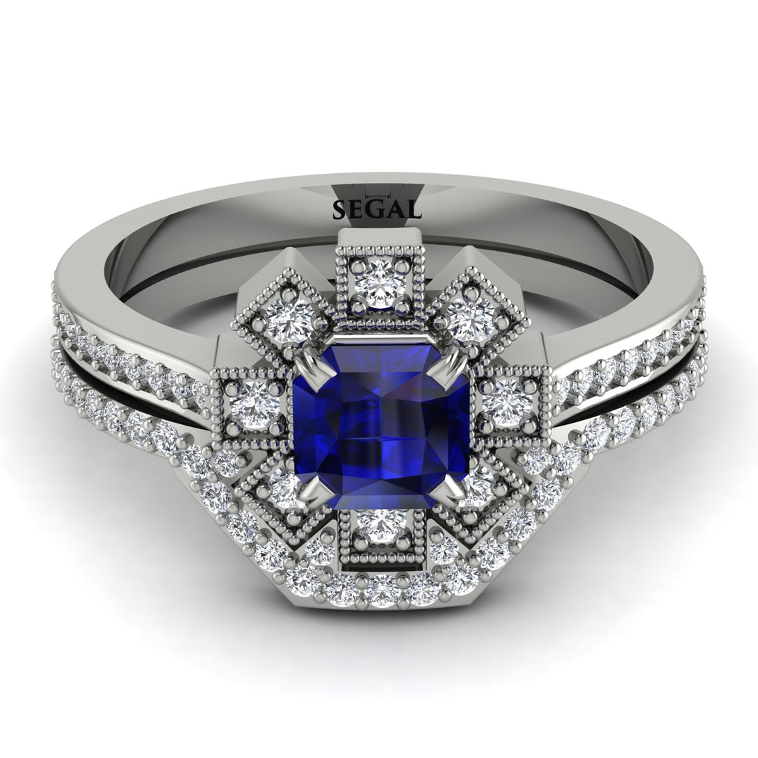 Geometrical Radiant Sapphire Bridal Set - Jennifer No. 15
