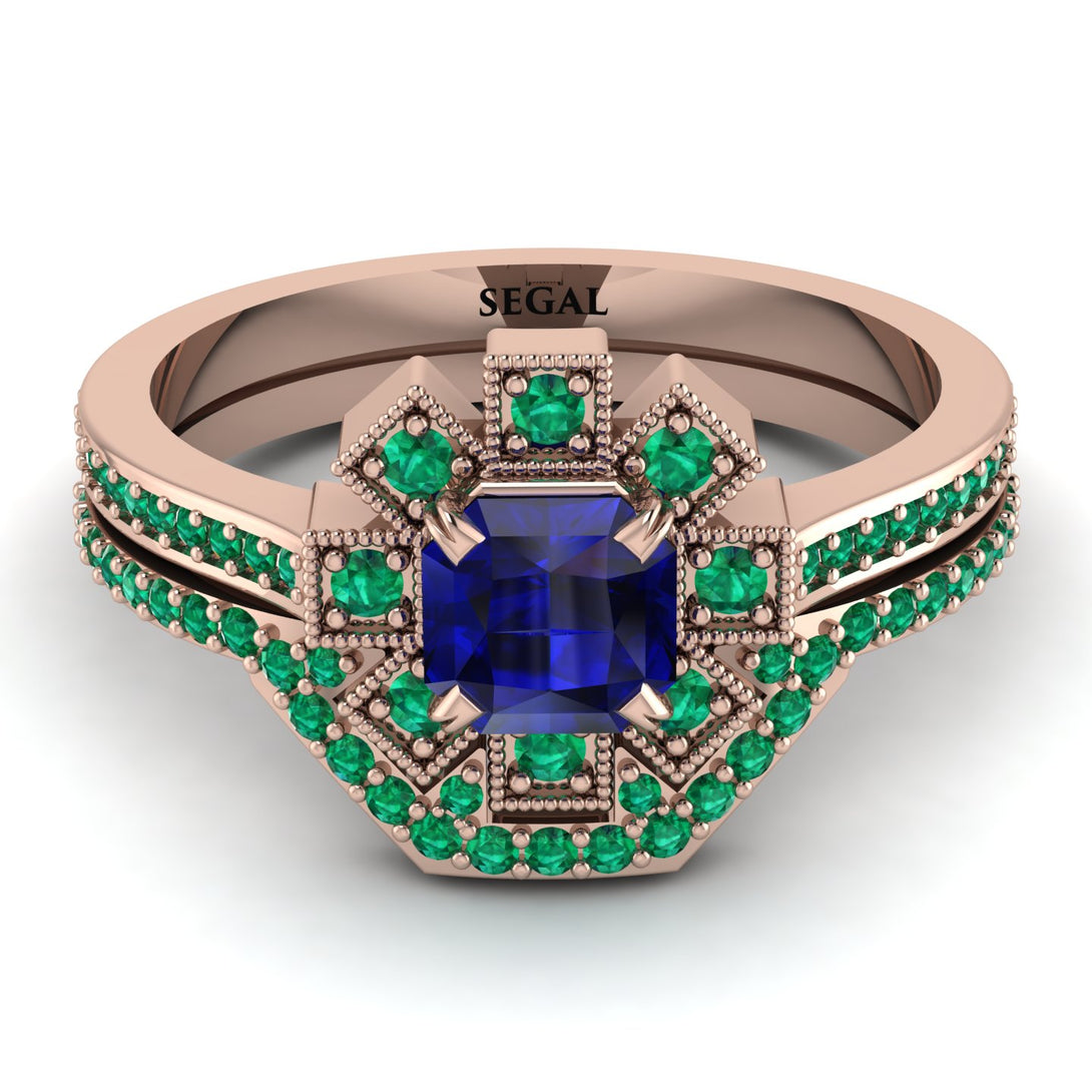 Geometrical Radiant Sapphire Bridal Set - Jennifer No. 29