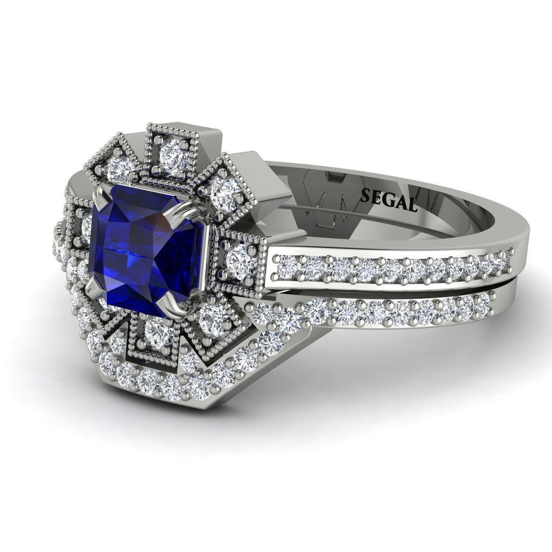 Geometrical Radiant Sapphire Bridal Set - Jennifer No. 15