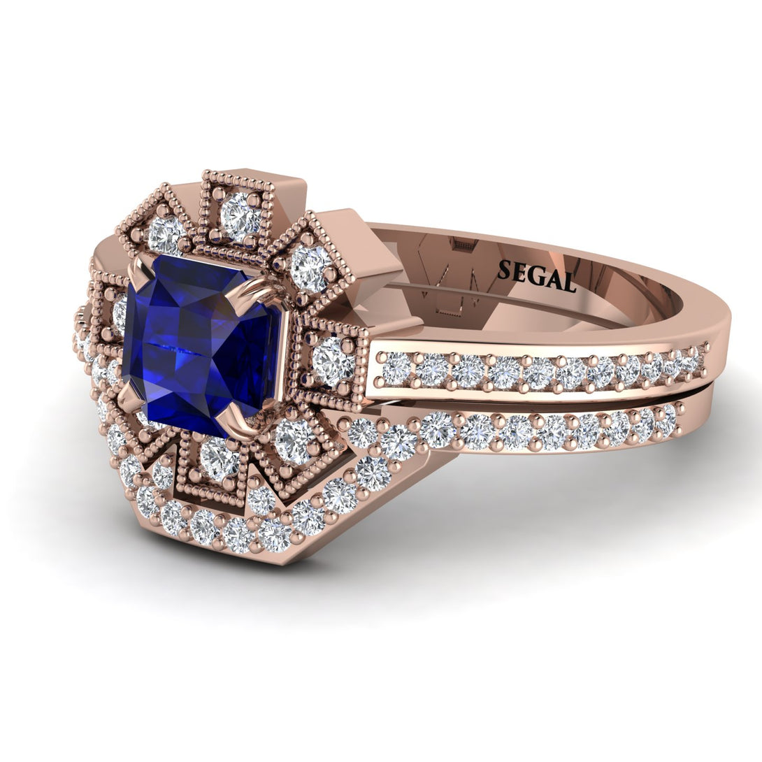 Geometrical Radiant Sapphire Bridal Set - Jennifer No. 14