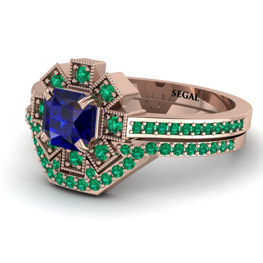 Geometrical Radiant Sapphire Bridal Set - Jennifer No. 29