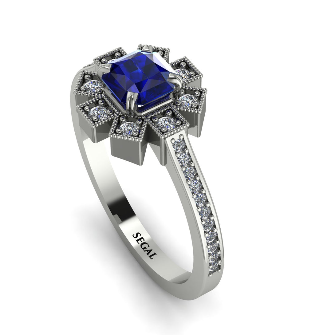 Geometrical Radiant Sapphire Engagement Ring - Jennifer No. 15