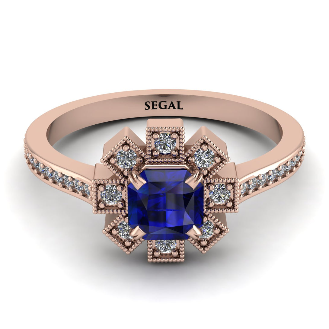 Geometrical Radiant Sapphire Engagement Ring - Jennifer No. 14