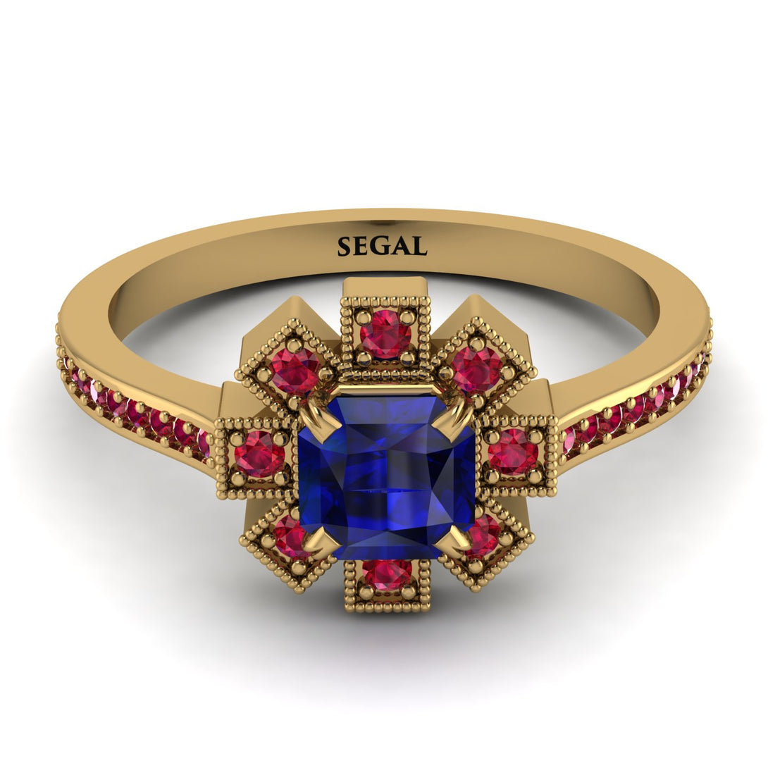 Geometrical Radiant Sapphire Engagement Ring - Jennifer No. 58