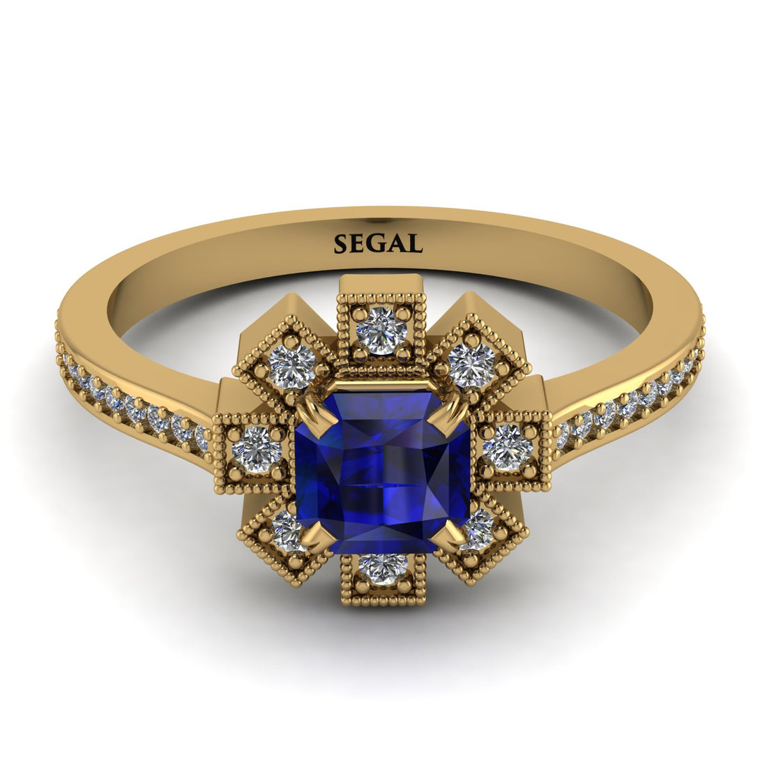 Geometrical Radiant Sapphire Engagement Ring - Jennifer No. 13