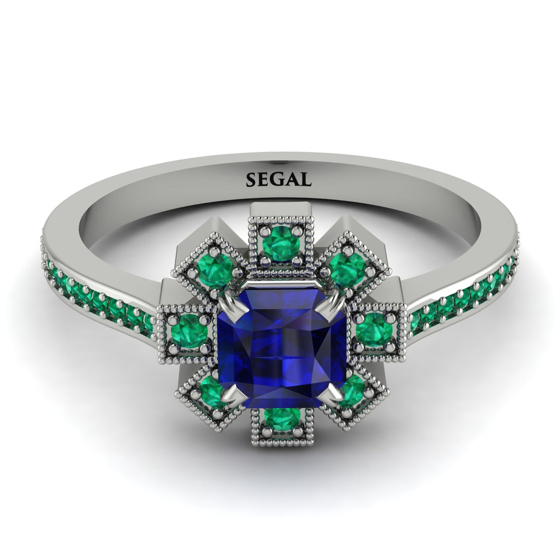 Geometrical Radiant Sapphire Engagement Ring - Jennifer No. 30